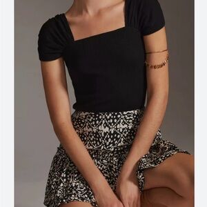 Anthro Crop Top with Puff Sleeves
